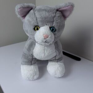 Build-A-Bear Grey & White Cat Plush with Heterochrome Eyes